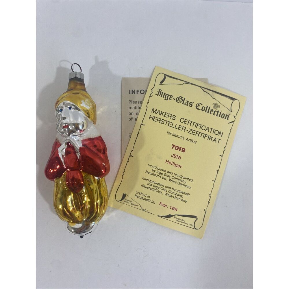 Vintage Inge-Glas Christmas Ornament Jeni Heiliger Genie W/‎ Original Box 7019